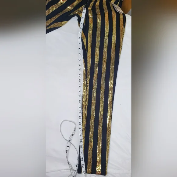 NWT MICHAEL KORS-size 4- striped gold sequins pants - Picture 8 of 9